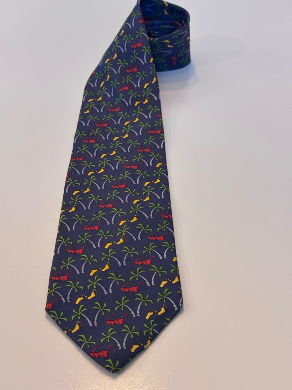Christian Dior Monsieur Blue Tie with Red Sunglasses, yellow feet & Palm Trees